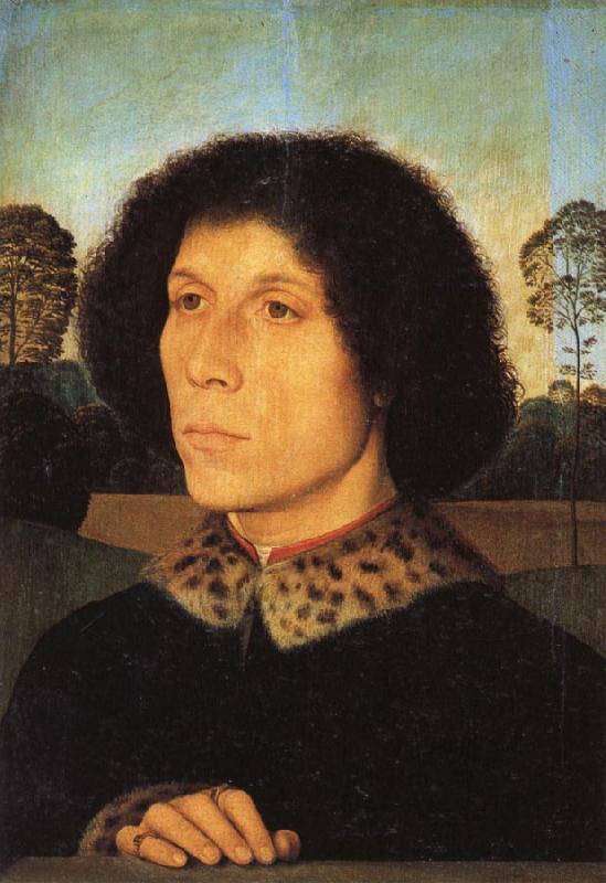 Hans Memling Portrait of a Man in a Landscap